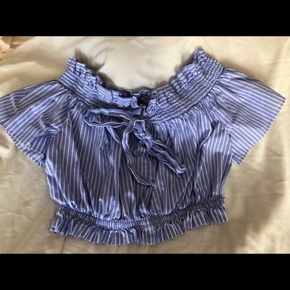 Zara Striped Bow Tie Crop Top - Picture 2 of 4